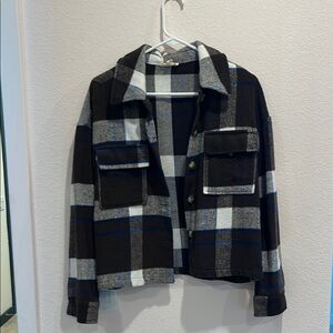 Plaid Women's Jacket in Black and Blue